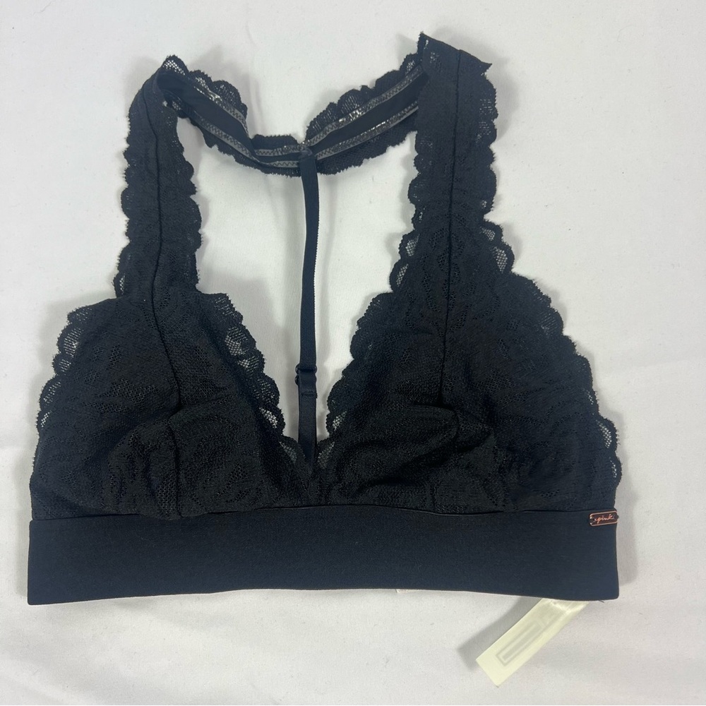 Victoria's Secret PINK Black Lace Halter Bralette